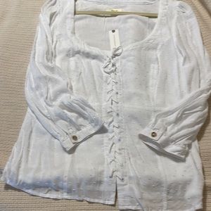 Womens Anthropologie Maeve white dot top